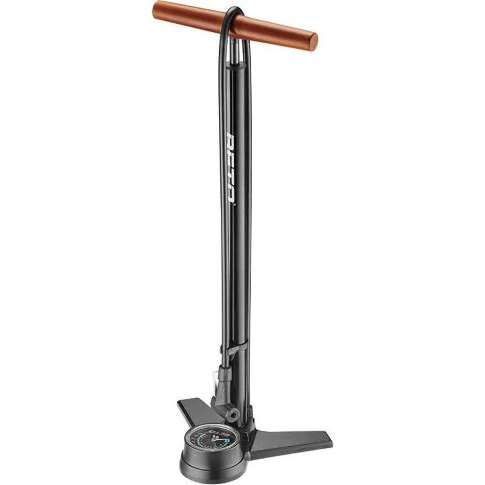 Beto 27" Alloy Floor Pump with Gauge Wood Handle Presta/Schrader